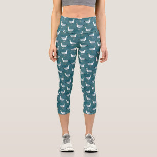 Leggings Capri Bloque de aves náuticas de gaviotas