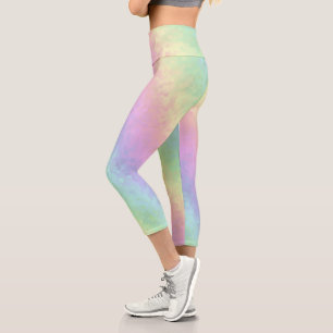Leggings Capri Bloques de colores pasteles arte arcoiris en 3D