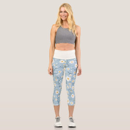 Leggings Capri Blue Blossom Breeze Daisy