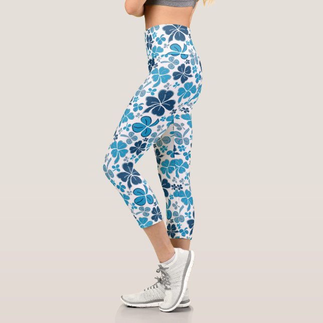Leggings Capri Blue Clover Shamrock Pattern St. (Izquierda)