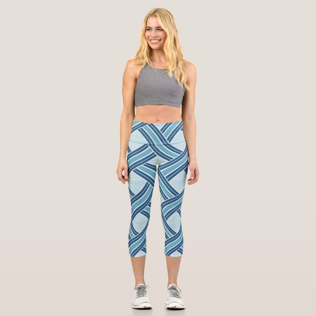 Leggings Capri Blue Lines Pattern (Anverso)