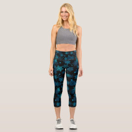 Leggings Capri Blue Mystical Snowflakes