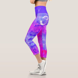 Leggings Capri Blue Pink nombre personalizado 5 letras Capri