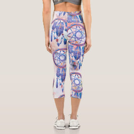 Leggings Capri Blue Watercolor Dreamcatcher Boho moderno