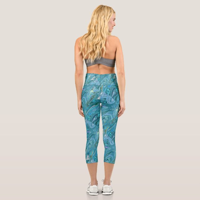Leggings Capri Blues desangrados Resumen Capris de alto deseo (Reverso)