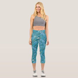 Leggings Capri Blues desangrados Resumen Capris de alto deseo