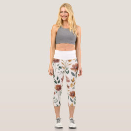 Leggings Capri Boho Floral Geometry – Earthy Wildflower