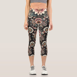 Leggings Capri Boho florece por la noche
