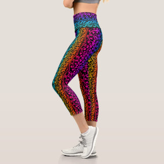 Leggings Capri Boho Mandala Flor Arcoiris y Hojas