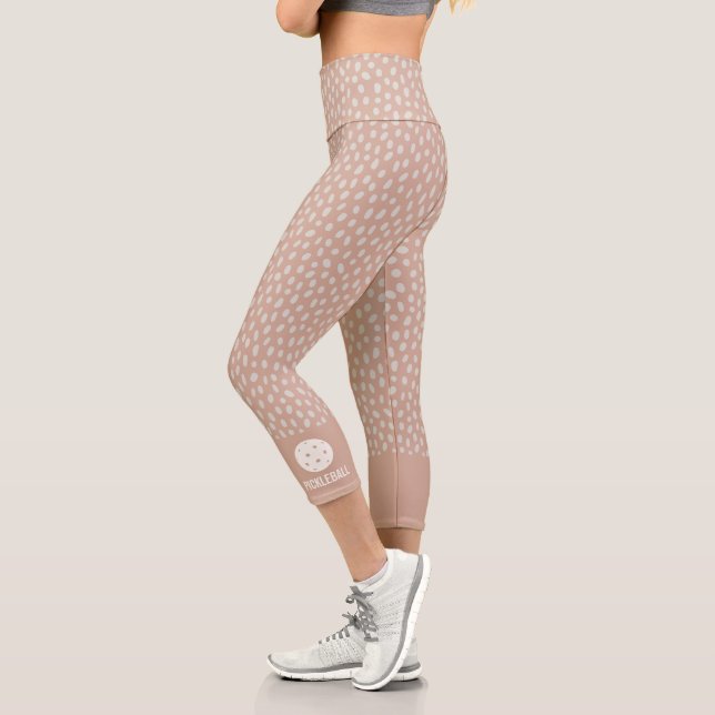 Leggings Capri Boho Polka Dots Personalizado Pickleball (Izquierda)