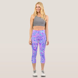Leggings Capri Boho Trippy Groovy Colorful Abstract Blob Mosaic