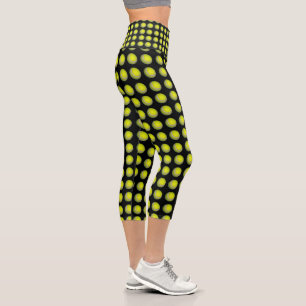 Leggings Capri Bolas de tenis amarillas, piernas de altura de cap