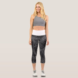 Leggings Capri Bold Black and White Topographic Art 🖤