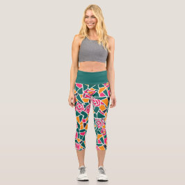Leggings Capri Bold Outline Rose Love
