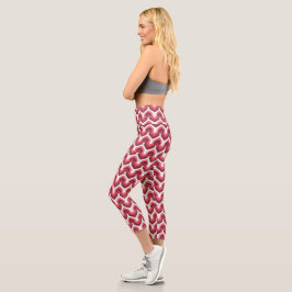 Leggings Capri Bold Retro Modern Motif in Pinks