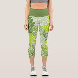 Leggings Capri Bonita floral verde botánica de Dahlia