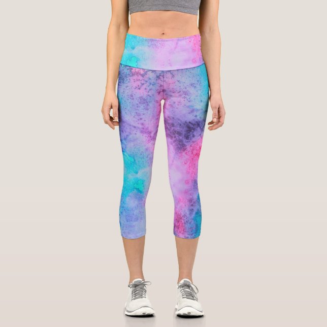 Leggings Capri Bonito Azul rosa Morado Salado Agua Arte (Anverso)