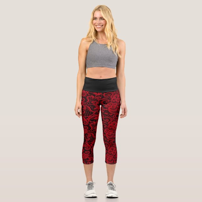 Leggings Capri Bonito Delicada Lace Roja (Anverso)