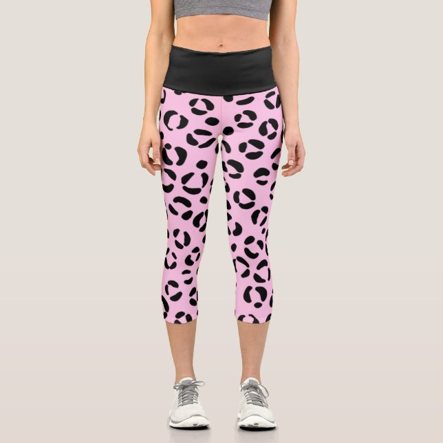 Leggings Capri Bonito en la impresión de animales rosados (Anverso)