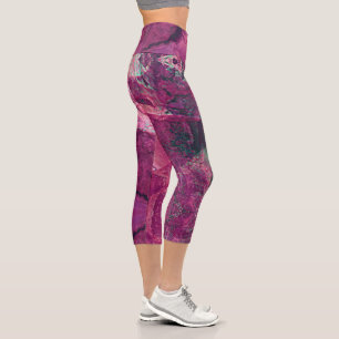 Leggings Capri Bonito Magenta Purple Geode Crystal Rock Pattern