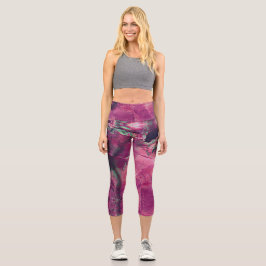 Leggings Capri Bonito Magenta Purple Geode Crystal Rock Pattern