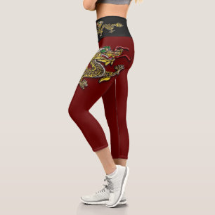 Leggings Capri Bordados Dragones Chinos Zodiac Cumpleaños LegC2