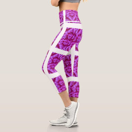 Leggings Capri Borgoña y rosa