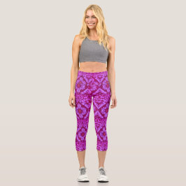 Leggings Capri Borgoña y rosa