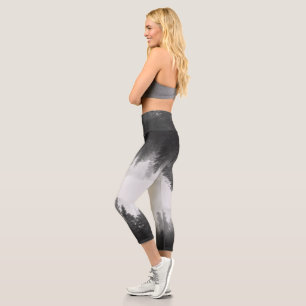 Leggings Capri Bosque de nitrógeno negro y blanco