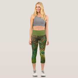Leggings Capri Bosque fluido, verde, amarillo, tan