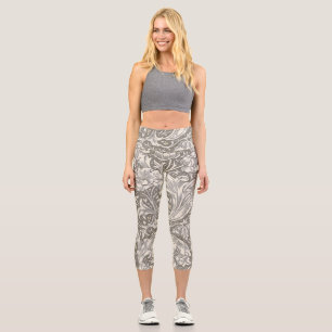 Leggings Capri Botón de soltero de damasco antiguo de William Mor