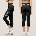 Leggings Capri Bridesmaid<br><div class="desc">Los pantalones negros de capri se personalizan con el nombre de las novias en la pierna y "Cómprate una Bebida" en el trasero y la dama de honor en la otra pierna. Gran despedida de soltero o vestimenta de fin de semana de chica para que todos en la tribu de...</div>