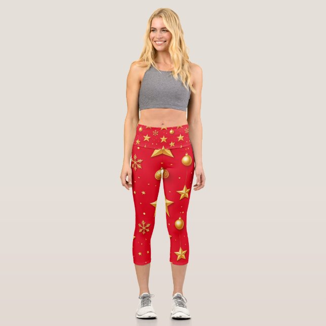Leggings Capri Brilla, Navidad Estrellada (Anverso)