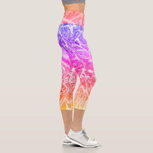 Leggings Capri Brillantes colores del arcoiris resumen mármol