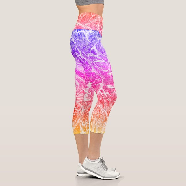Leggings Capri Brillantes colores del arcoiris resumen mármol (Derecha)
