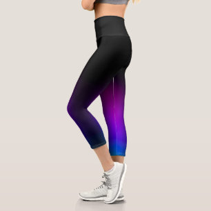 Leggings Capri Brillo de gradiente violeta negro