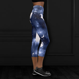 Leggings Capri Brillo de luz lunar   Fases lunares en las nubes d