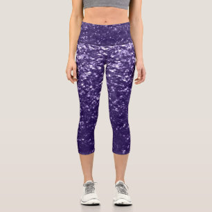 Leggings Capri Brillo de purpura violeta ultra oscuro