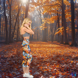 Leggings Capri Brisa Tropical Abstract Design, Vibrante Energetic