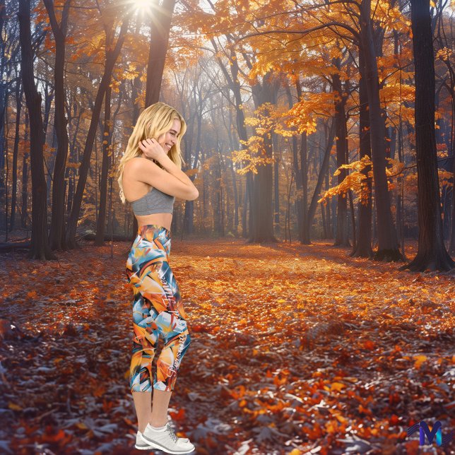 Leggings Capri Brisa Tropical Abstract Design, Vibrante Energetic (Subido por el creador)