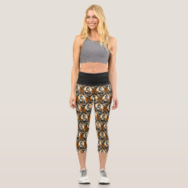 Leggings Capri Buda del yoga en naranja y negro