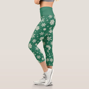 Leggings Capri Buddy the Elf Snowflake Pattern