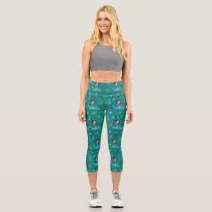 Leggings Capri Buddy the Elf Verde azulado patrón de citas