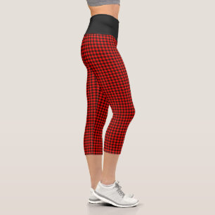 Leggings Capri Búfalo Negro Rojo Tapado Capris De Alto Desgaste