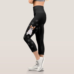 Leggings Capri Bulldog Francés Piebald Rojo Perro De Dibujos Anim