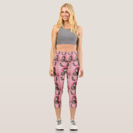 Leggings Capri burro con peluca rosa