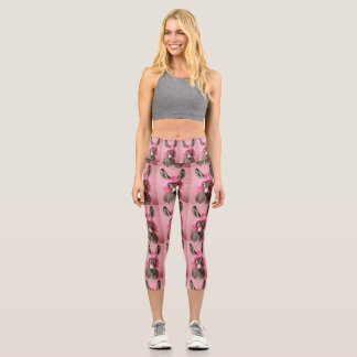 Leggings Capri burro con peluca rosa