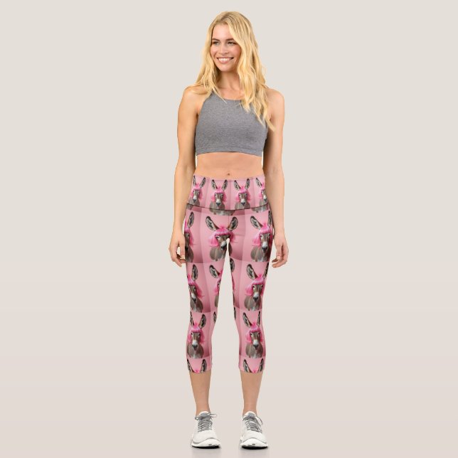 Leggings Capri burro con peluca rosa (Anverso)