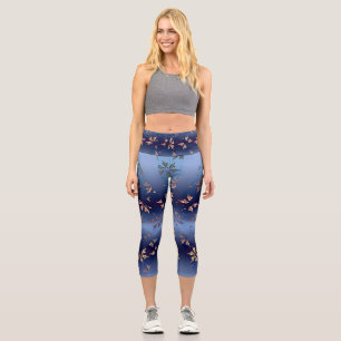 Leggings Capri Burst de sol del patrón oro