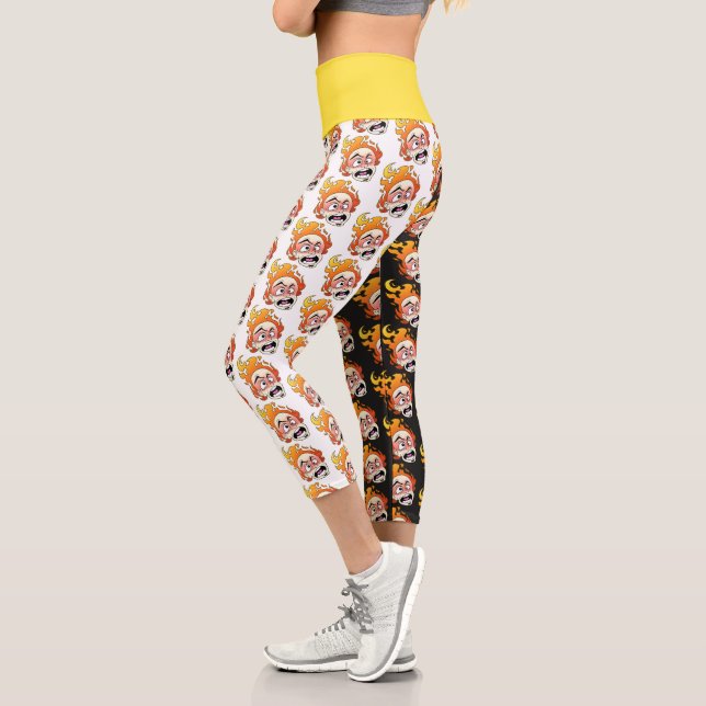 Leggings Capri Cabeza De Fuego Específica Alta Desquiciada Yoga C (Izquierda)